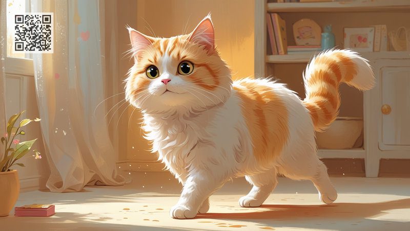 Beautiful mama cat walked into her kitten's room