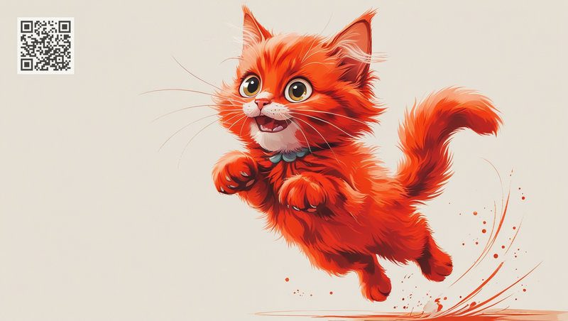 Cute ginger kitten playing in the room with the wind