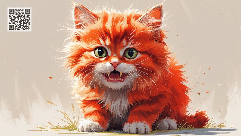 Kitten Kuzia is growling at his shadow