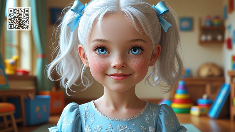 The girl Natasha, 6 years old, is talking to the kitten Kuzia