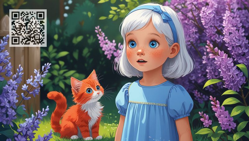 Шестилетняя девочка Наташа нашла в саду волшебного рыжего котенка по имени Кузия.