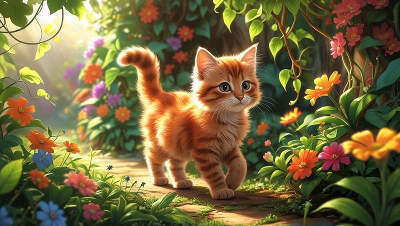 Рыжий кот Муркотик идет по саду. Сказка про котика Муркотика: учимся считать до пяти
