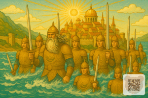 Тридцять три богатирі обходять вартою чарівний острів: казка про царя Салтана Пушкін читати
