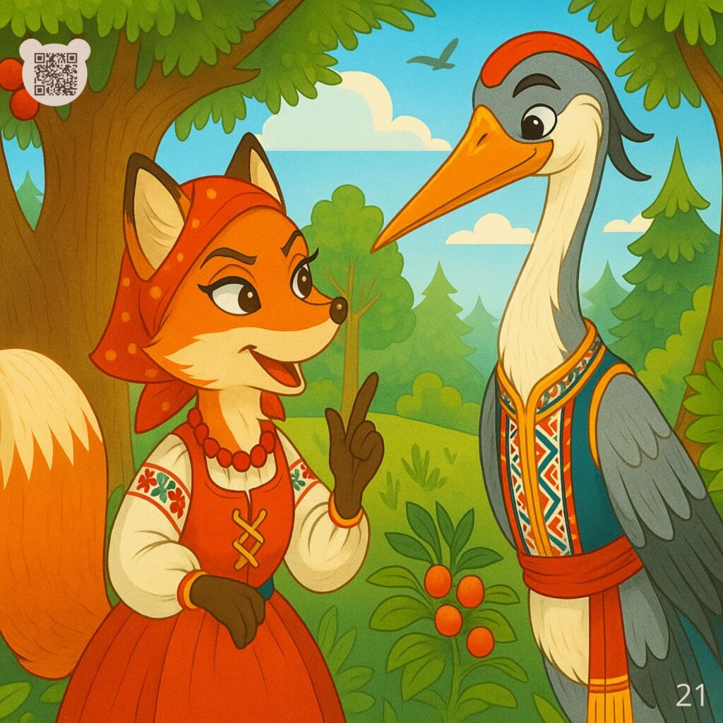 Логическая картинка-игра к сказке Лисица и Журавль: скачать пазлы бесплатно