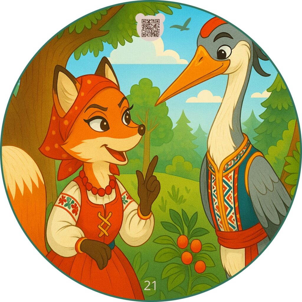 Логическая картинка-игра к сказке Лисица и Журавль: скачать пазлы бесплатно