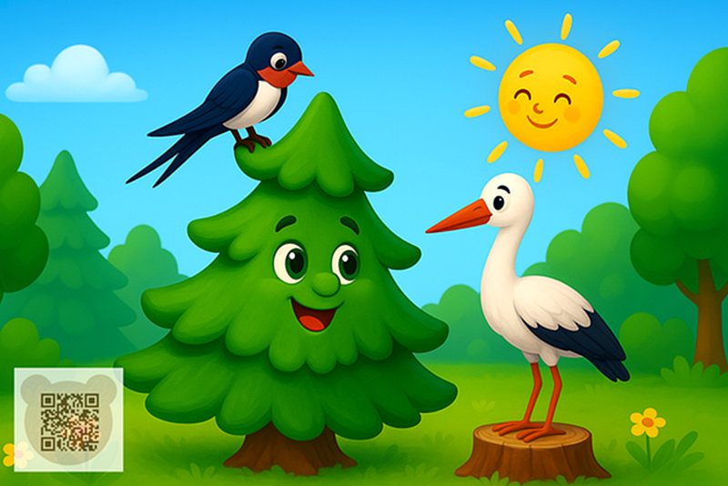 Андерсен казка ялинка: ялинка розмовляє з лелекою і ластівкою