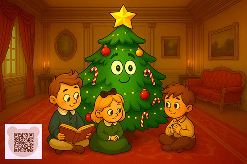 Андерсен Ель читать и слушать: дети и елка слушают сказку про Клумпе-Думпе