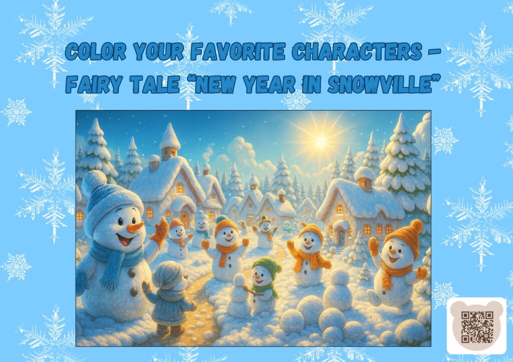 New Year's coloring page New Year in Snowopolis 2026 download free online