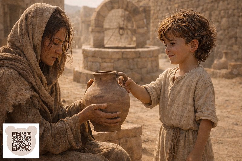 Маленький Ісус напуває спраглу мандрівницю водою з глечика: нова різдвяна казка-правда для дітей