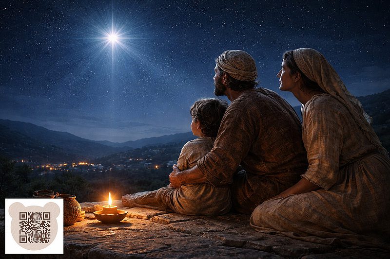 Сім'я п'ятирічного Ісуса дивиться на Різдвяну зірку: нова різдвяна казка-правда для дітей