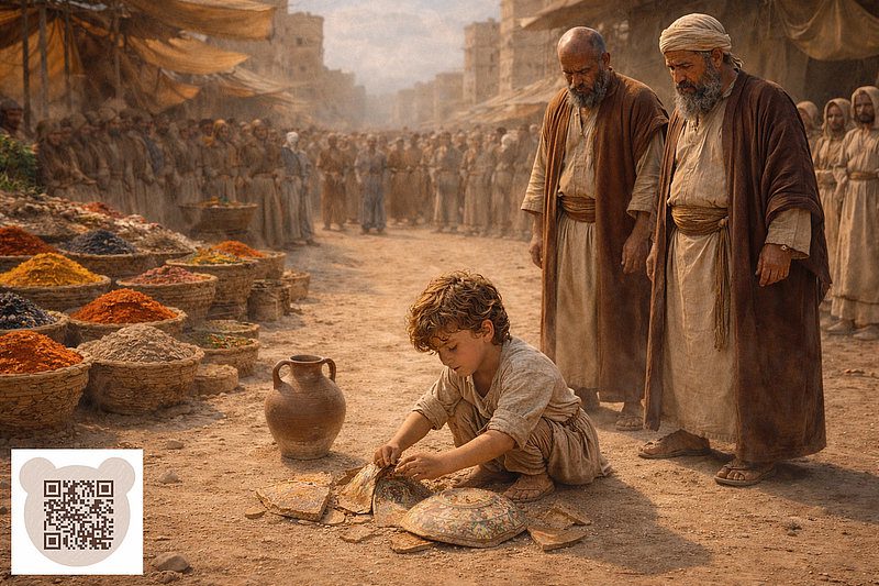 Маленький Христос збирає уламки розбитого глечика на ринковій площі Назарету: нова різдвяна казка-правда для дітей