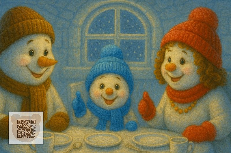 Читайте новорічну казку про те, як сніговики Паппі і Маммі, а також їхній синочок Грудник розмовляють за столом. Читайте новорічну казку про те, як сніговики Паппі і Маммі, а також їхній синочок Грудник розмовляють за столом.