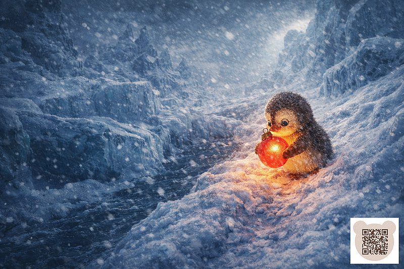 Пінгвіненя Персі-Пік переправляється через глибоку тріщину в льоду: читати новорічну казку про пінгвіна