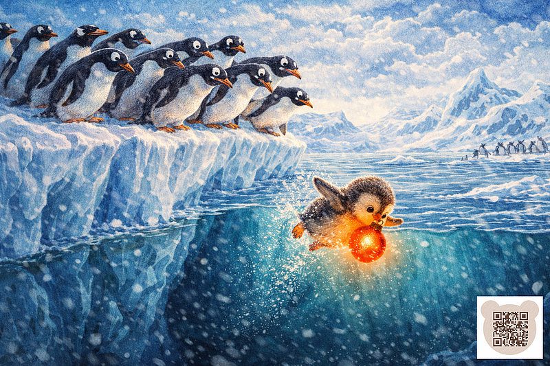 Пінгвіненя першим стрибнув у воду: читати новорічну казку про тварин