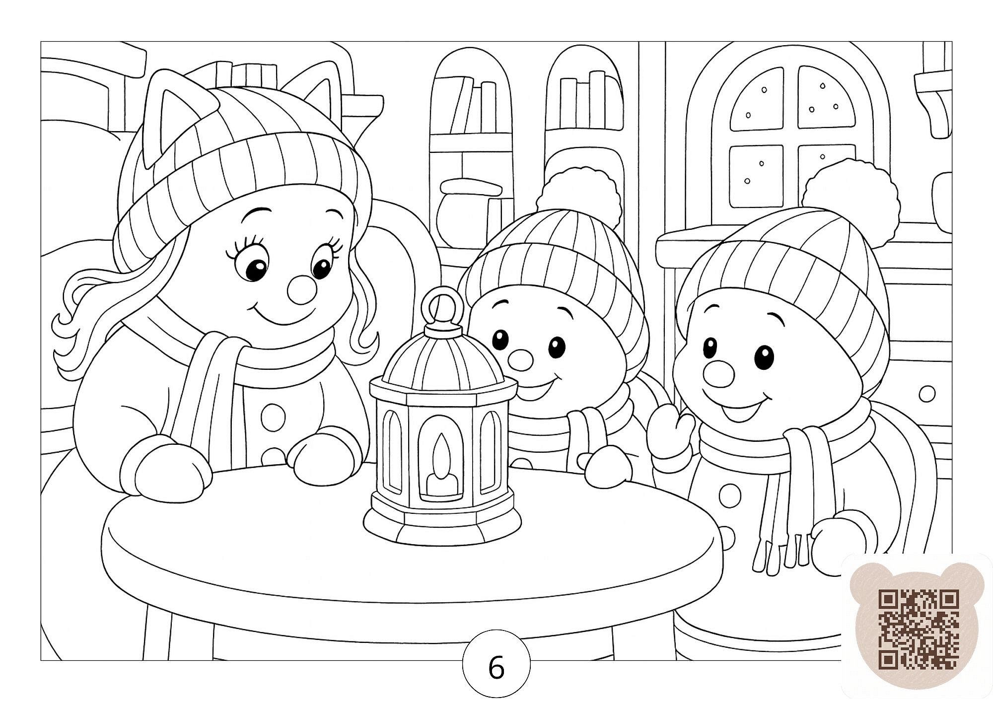 Скачати безплатно PDF, JPG розмальовку про новий рік 2026 до казки Снігополіс