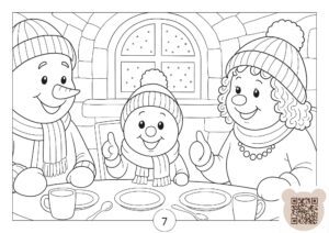 Скачати безплатно PDF, JPG розмальовку про новий рік 2026 до казки Снігополіс