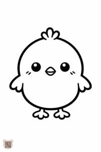Проста розмальовка милого великоднього курчатка, контур, підходить для дітей від 1 року.