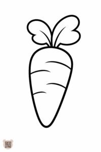 Проста розмальовка морквинки, контур, підходить для дітей від 1 року.