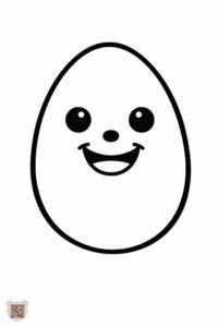 Проста розмальовка великоднього яйця з усмішкою, контур, підходить для дітей від 1 року.