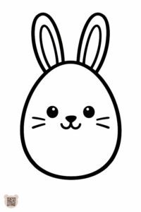 Розмальовка великодні яйця для 1 року: простий контур яйця у вигляді милої мордочки зайчика з вушками, очима та вусиками, ідеально підходить для малюків.