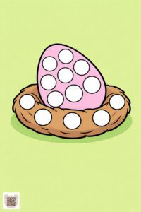 Пальчикові великодні розмальовки для найменших: шаблон «Яйце в гнізді» з великими колами