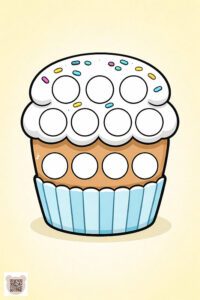 Розмальовка для дітей 1–2 років: шаблон «Кекс з кремом» з великими колами для пальчикового малювання