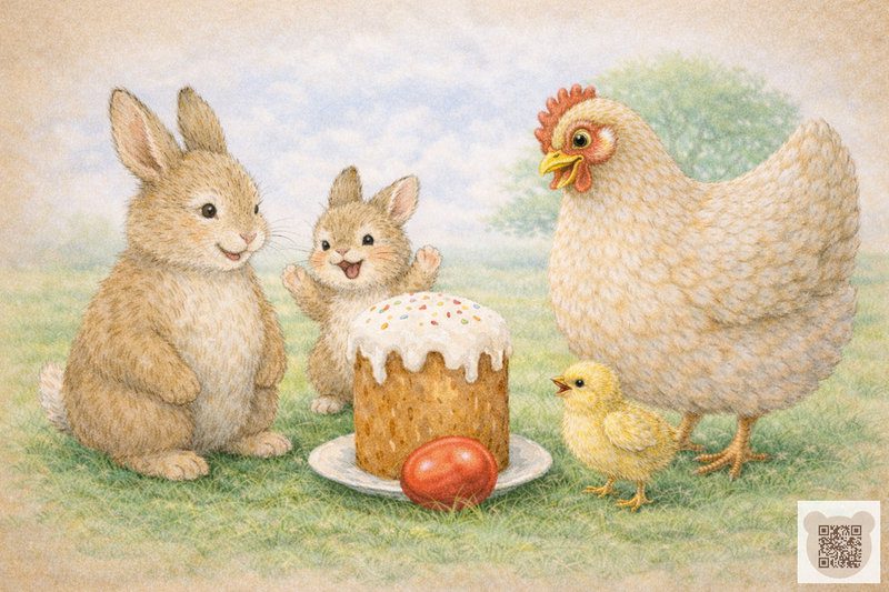 Unique mini-fairy tales for children under 2 years old for Easter — Illustration with characters.
