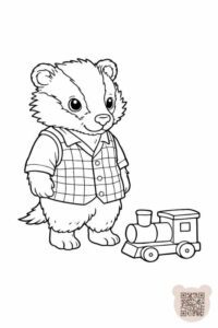 Розмальовка до повчальної казки про борсука Бориса й порядок: завантажити безкоштовно розмальовки для дітей 4, 5, 6 років зі змістом про прибирання іграшок.