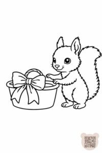 Розмальовка до повчальної казки про білку Віру та чужий кошик: завантажити безкоштовно розмальовки для дітей 4, 5, 6 років зі змістом про чесність.