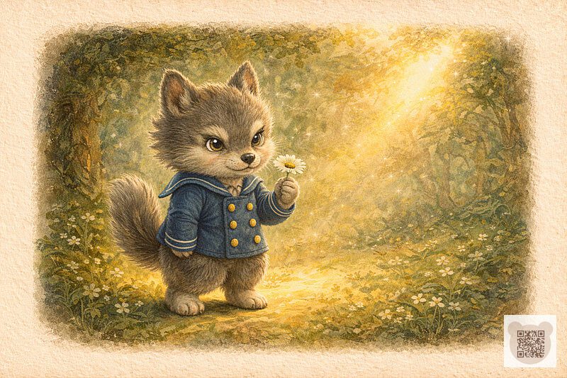 Повчальна казка про вовченя Вальтера в матроському костюмчику: ілюстрація про ввічливість і дружбу для дітей 4, 5, 6 років.