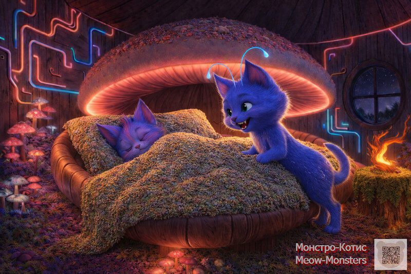 A calming bedtime routine: a therapeutic story about restless legs and falling asleep. Misty Murr sings a lullaby to Boomsy — illustration from a bedtime story about helping a child with restless legs fall asleep at night.